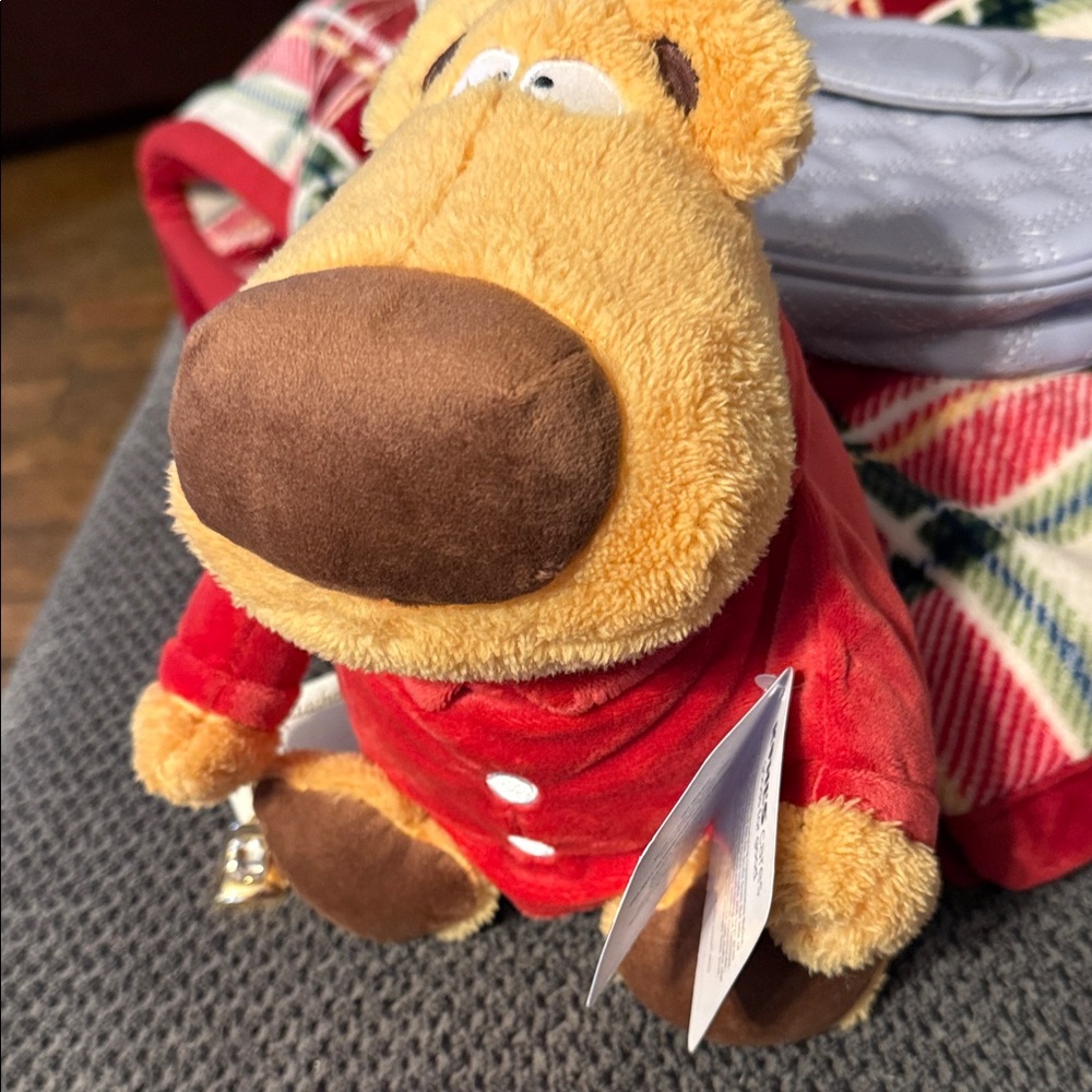 Cozy Red and Brown Stuffed Bear Toy
